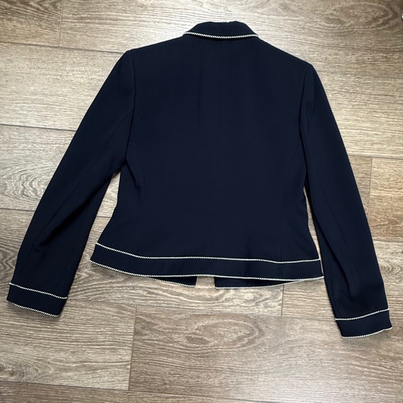 Ann Taylor Petites Women's Button Front Jacket, Navy Rope Piping, Sz 4P Vintage - Picture 13 of 13